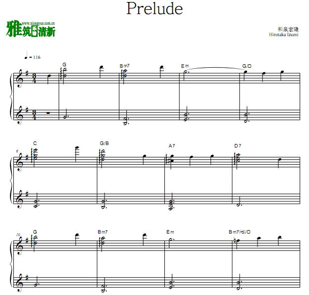 Hirotaka Izumi  - Prelude 钢琴谱