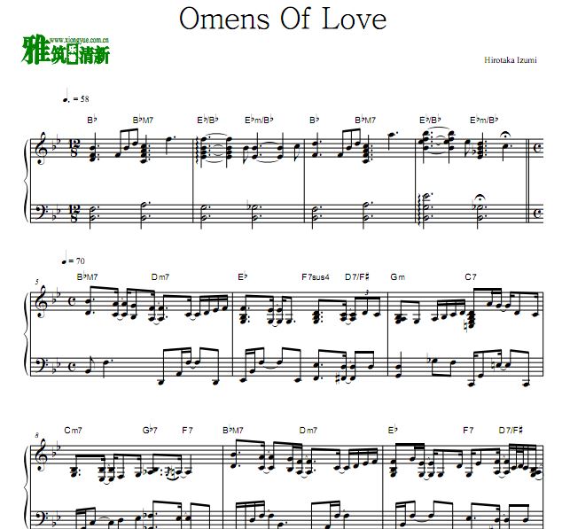 和泉宏隆 Hirotaka Izumi - Omens Of Love 钢琴谱