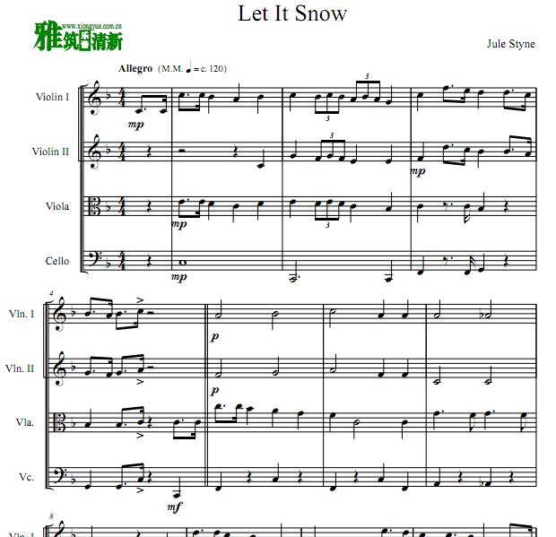 Let It Snow 弦乐四重奏谱