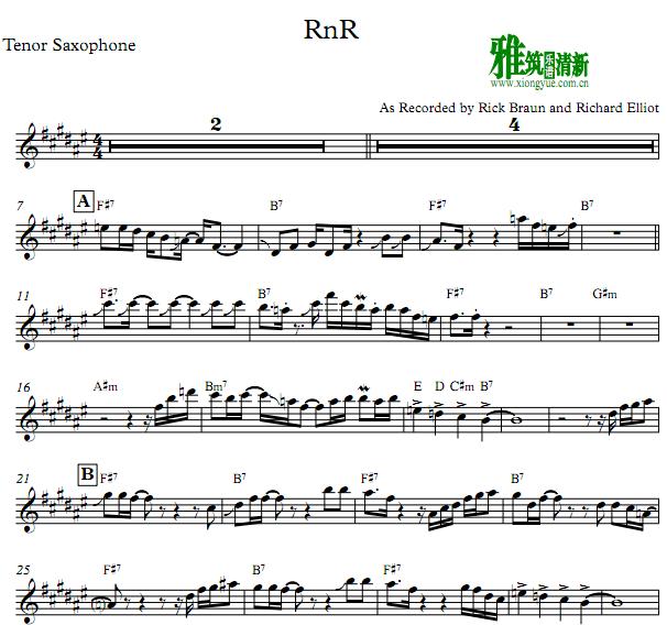 Richard Elliot 理查·艾略特 - RnR 萨克斯谱Tenor