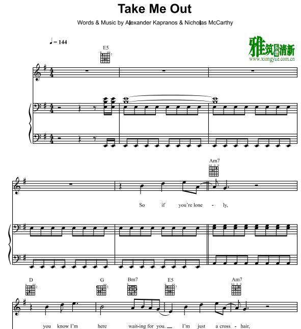 Franz Ferdinand - Take Me Out钢琴伴奏谱