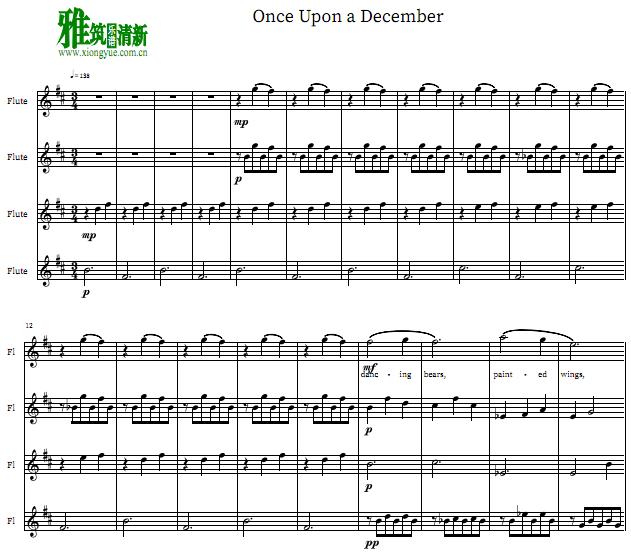 Once Upon a December长笛四重奏谱