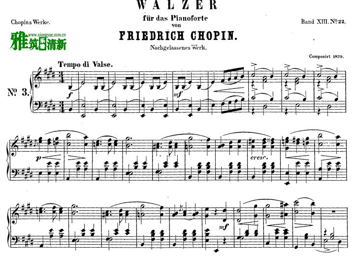 肖邦 waltz in e major no.3钢琴谱
