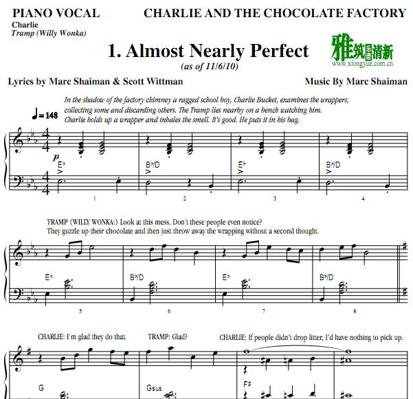Charlie And The Chocolate Factory - Almost Nearly Perfect钢琴伴奏谱