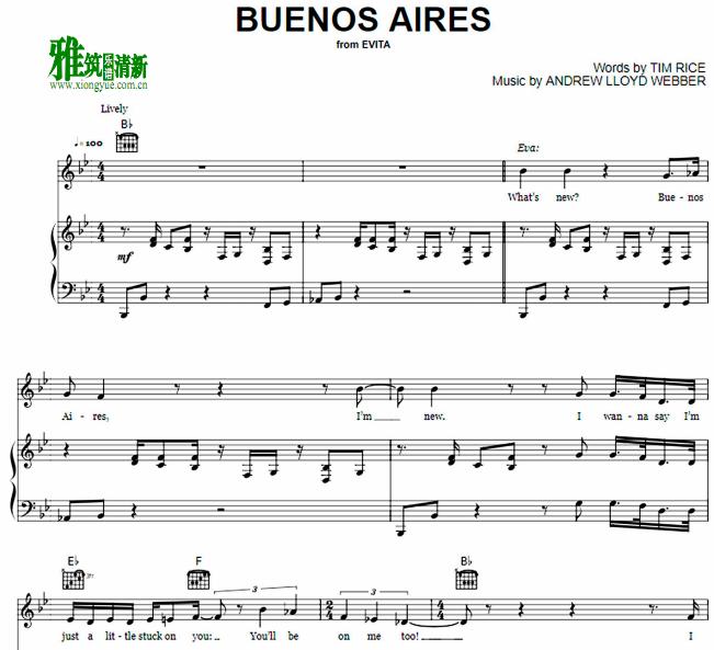evita - Buenos Aires 正谱 钢琴谱