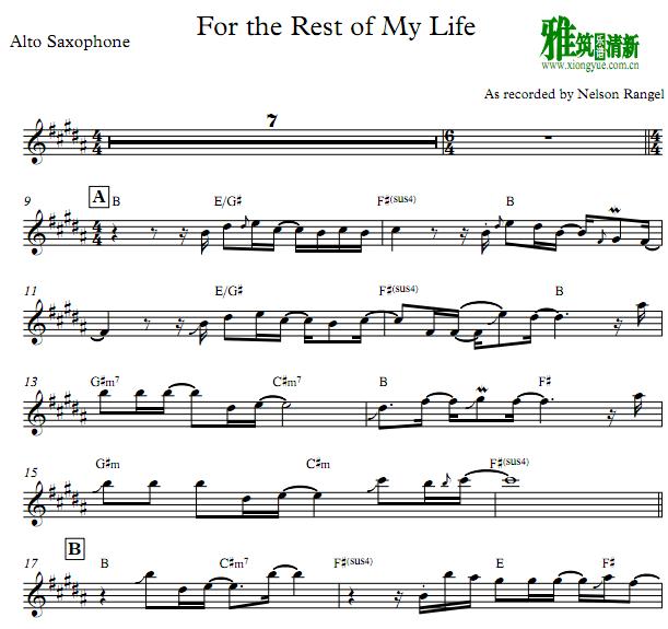 Nelson Rangell - For The Rest Of My  Life萨克斯谱