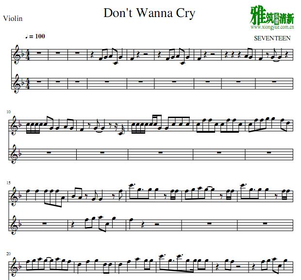 SEVENTEEN - DON'T WANNA CRY 不想哭小提琴谱
