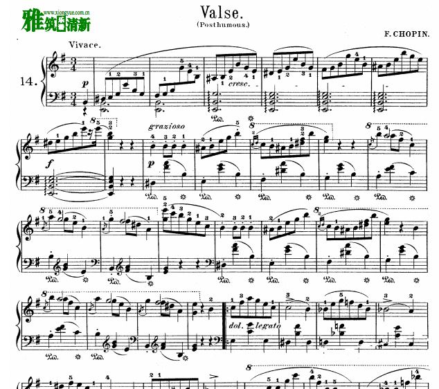 肖邦 Valse No.14 钢琴谱