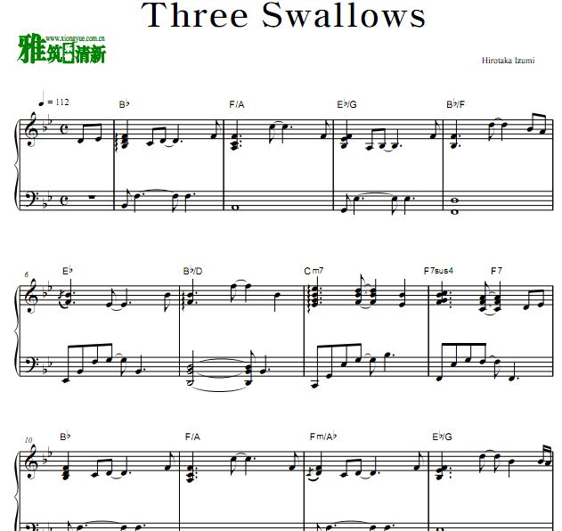 Hirotaka Izumi - Three Swallows 钢琴谱