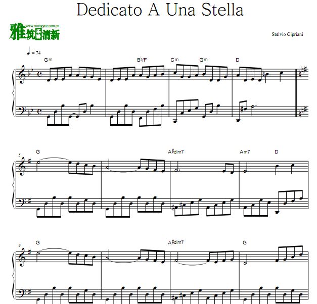 Stelvio Cipriani - Dedicato A Una Stella钢琴谱