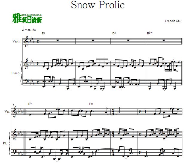 Love Story 插曲 Snow Frolic小提琴钢琴合奏谱