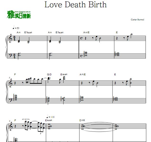 暮光之城：破晓  Love Death Birth钢琴谱