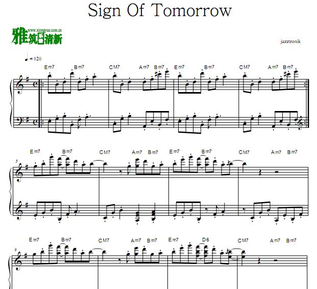 Jazztronik - Sign Of Tomorrow钢琴谱
