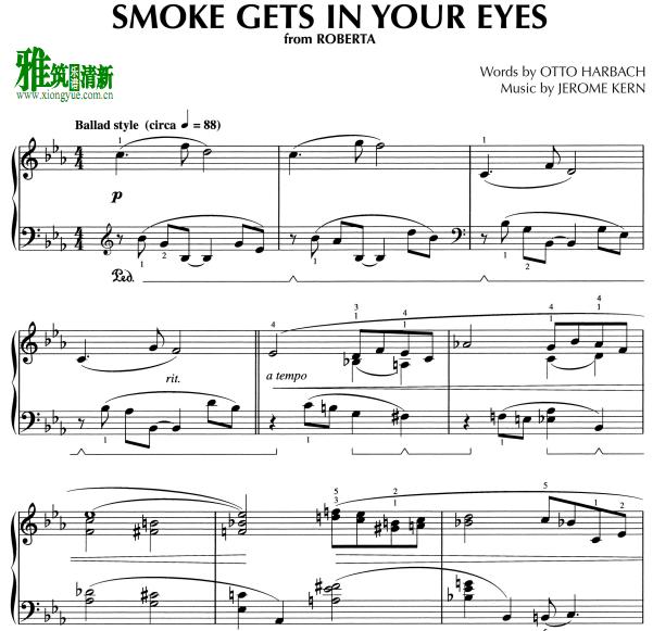 lee evans - smoke gets in your eyes钢琴谱