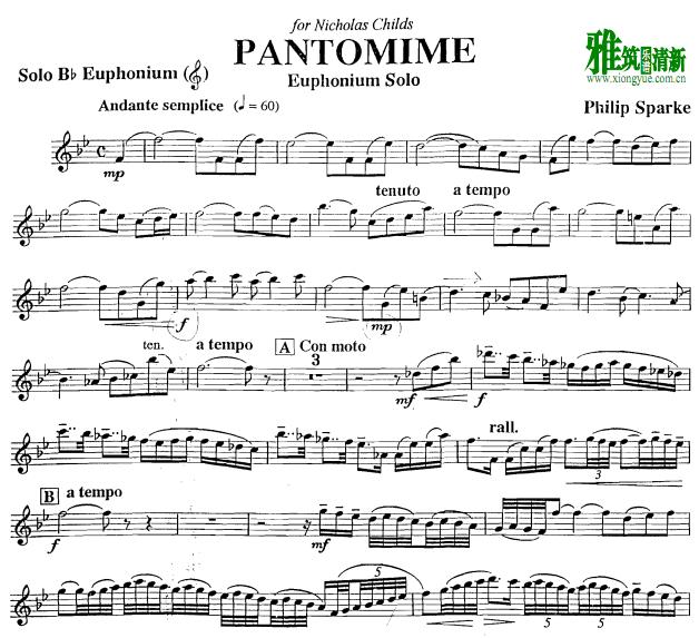 Philip Sparke -  Pantomime上低音号谱