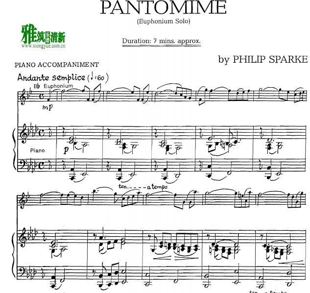 Philip Sparke -  Pantomime上低音号钢琴伴奏谱