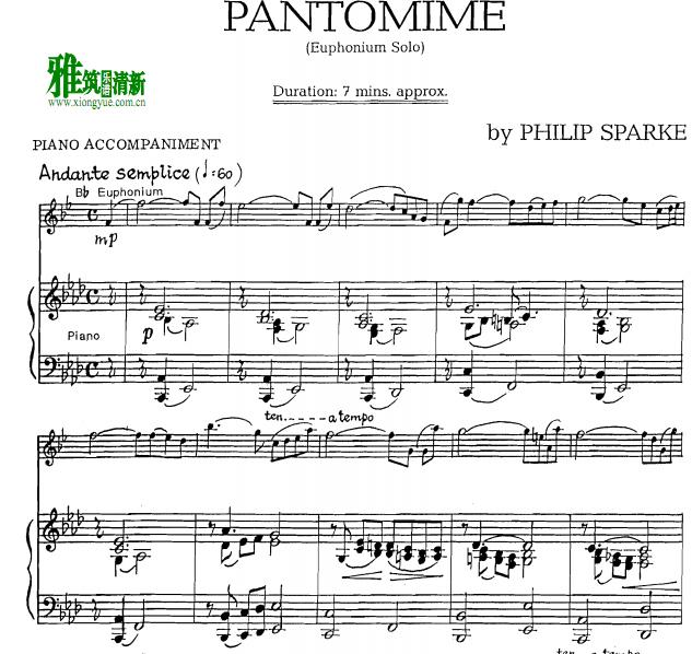 Philip Sparke - Pantomime上低音号钢琴伴奏谱