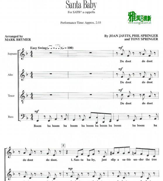 Santa Baby 阿卡贝拉谱