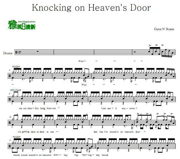 Guns N' Roses - Knockin' on Heaven's Door 架子鼓谱