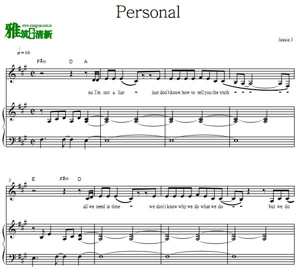 Jessie J - Personal 歌谱 弹唱钢琴谱