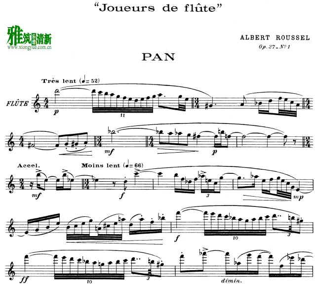 roussel - joueurs op.27 长笛谱