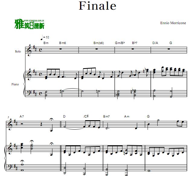西部往事 Ennio Morricone - FINALE 钢琴伴奏谱