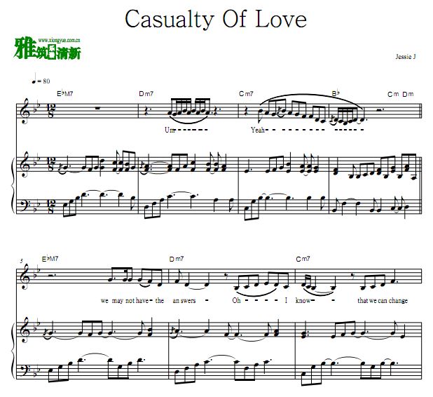 Jessie J - Casualty Of Love 钢琴谱 歌谱 正谱