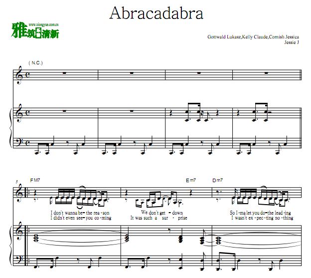 Jessie J - Abracadabra 歌谱 钢琴弹唱谱 原谱