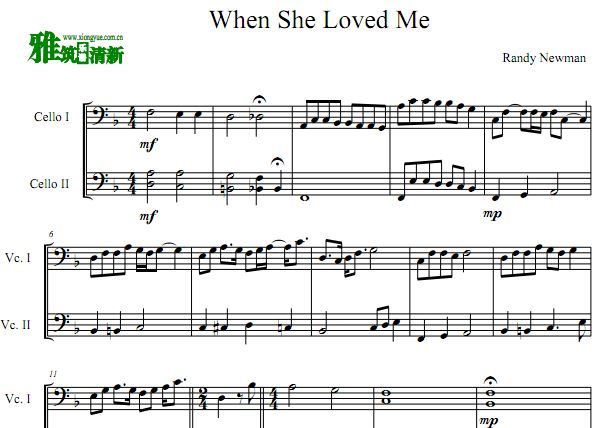 玩具总动员2 When She Loved Me 双大提琴谱