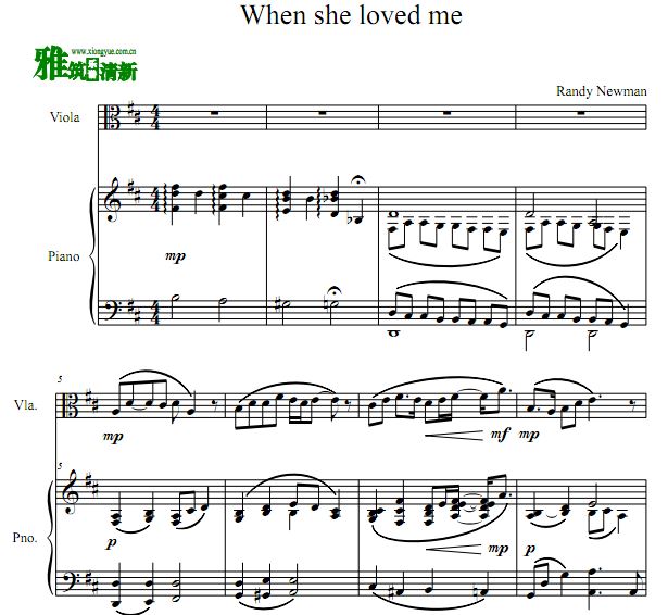When She Loved Me 中提琴钢琴合奏谱