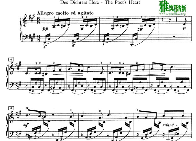 Edvard Griegop. 52, no. 3 - The Poet's Heart  钢琴谱