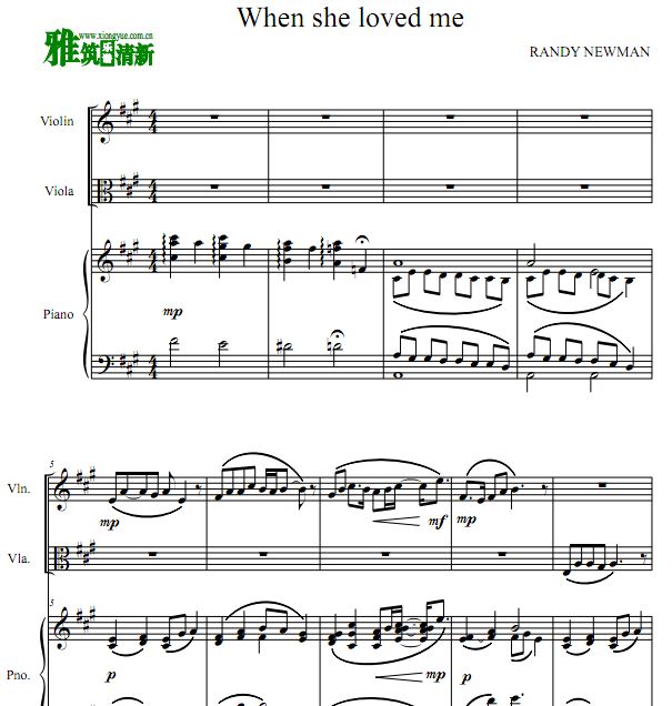 When She Loved Me 小提琴中提琴钢琴三重奏谱
