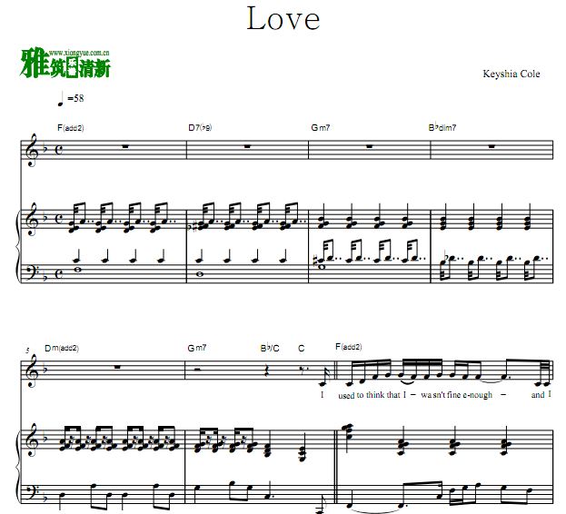Keyshia Cole - Love正谱歌谱 钢琴弹唱谱