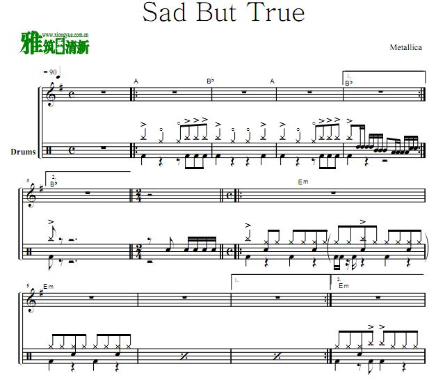 METALLICA乐队 - Sad But True 架子鼓谱
