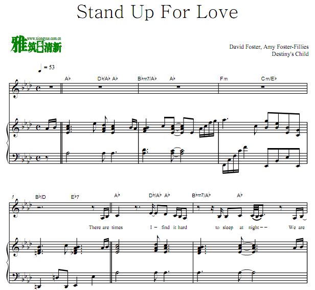 Destiny's Child - Stand Up For Love 正谱 弹唱钢琴谱 歌谱