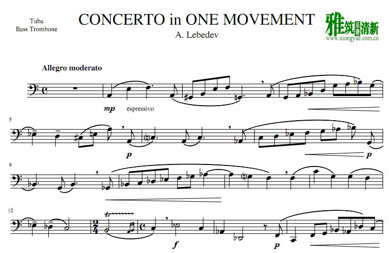 Alexej Lebedjew - CONCERTO IN ONE MOVEMENT 低音长号谱