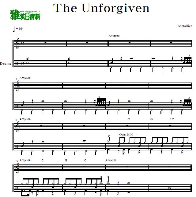 METALLICA －The Unforgiven鼓谱