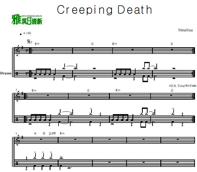 METALLICA乐队 Creeping鼓谱