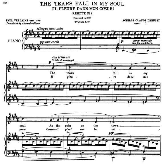 Debussy德彪西 Il pleure dans mon coeur 正谱
