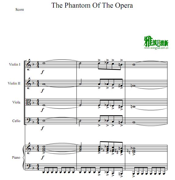 歌剧魅影 The Phantom of the Opera 小提中提大提琴钢琴五重奏谱