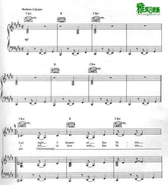 Madonna - La Isla Bonita 正谱 钢琴谱