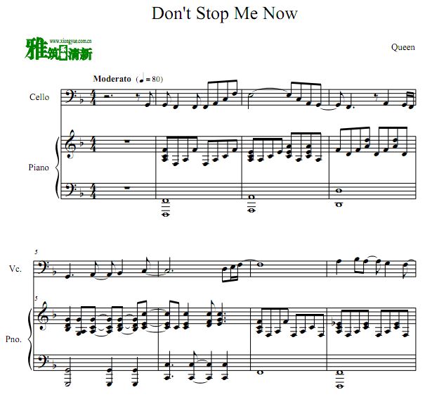 Don't Stop Me Now 大提琴钢琴谱