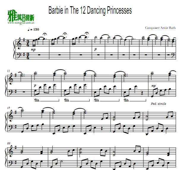 Barbie in The 12 Dancing Princesses 主题曲钢琴谱