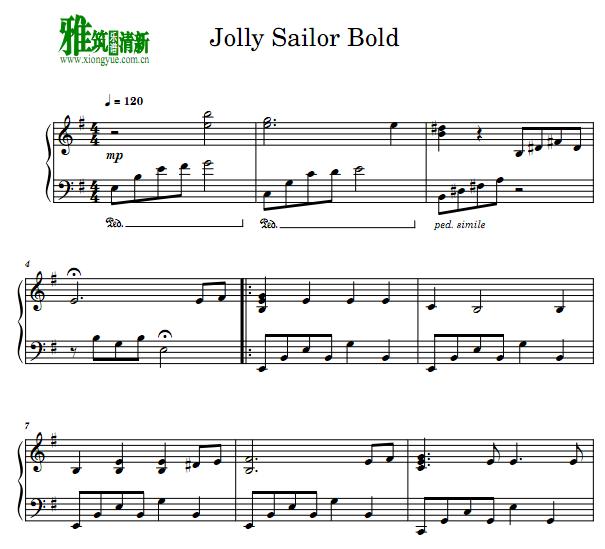 加勒比海盗 美人鱼之歌My Jolly Sailor Bold钢琴谱