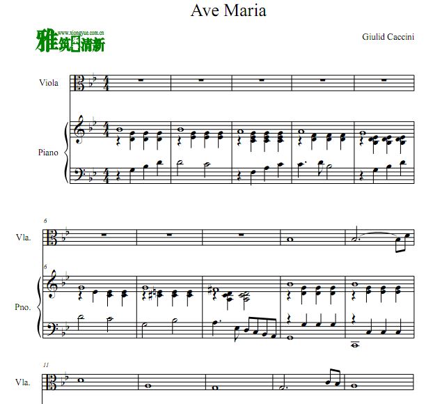 卡契尼 Ave Maria中提琴钢琴伴奏谱