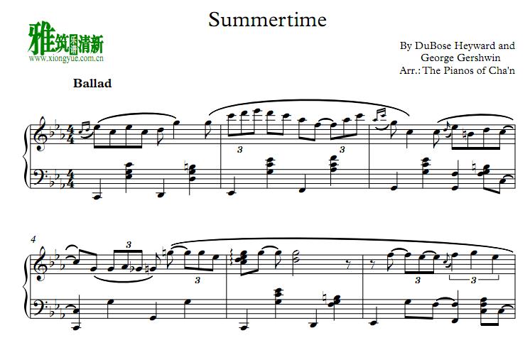 gershwin - summertime钢琴谱