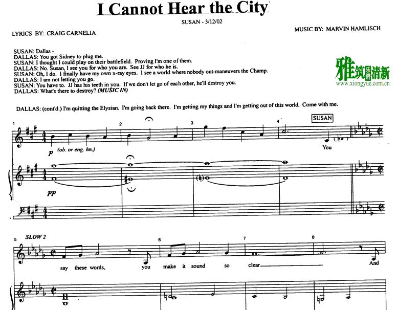 Sweet Smell of Success - i cannot hear the city正谱 钢琴伴奏谱