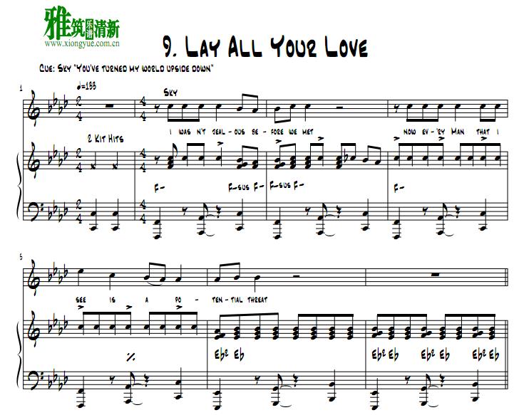 妈妈咪呀  Mamma Mia - Lay All Your Love 钢琴伴奏谱