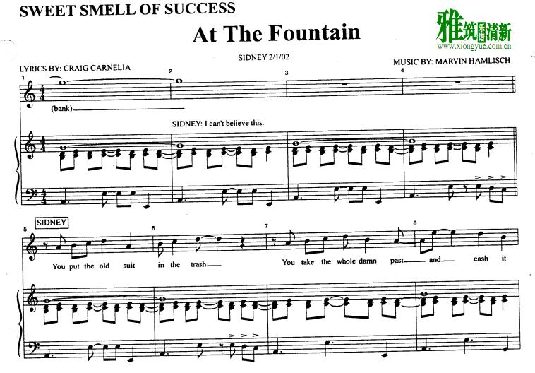 Sweet Smell of Success - At the Fountain 正谱 钢琴伴奏谱