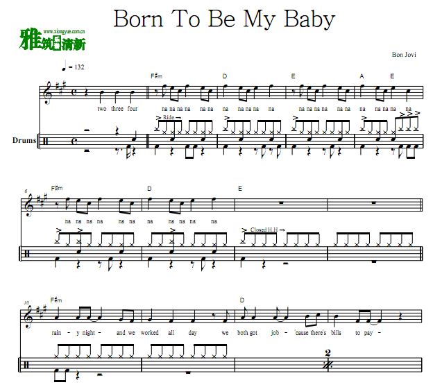 Born To Be My Baby 鼓谱 Bon Jovi 鼓谱